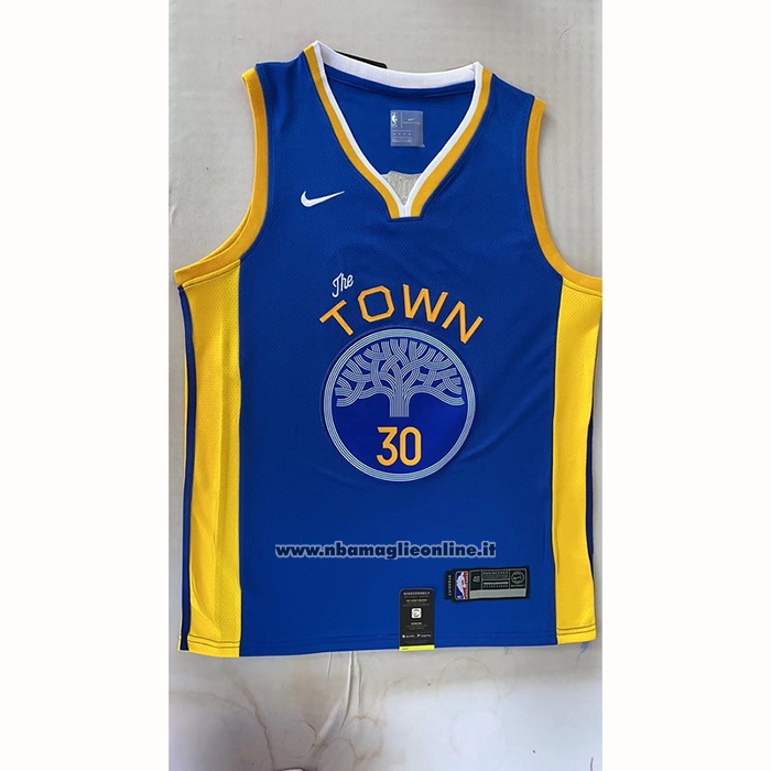 Maglia Golden State Warriors Stephen Curry #30 Earned 2022-23 Blu